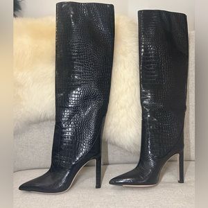 NEW Jimmy Choo Mavis  High boots  Croc Embossed Leather size 35